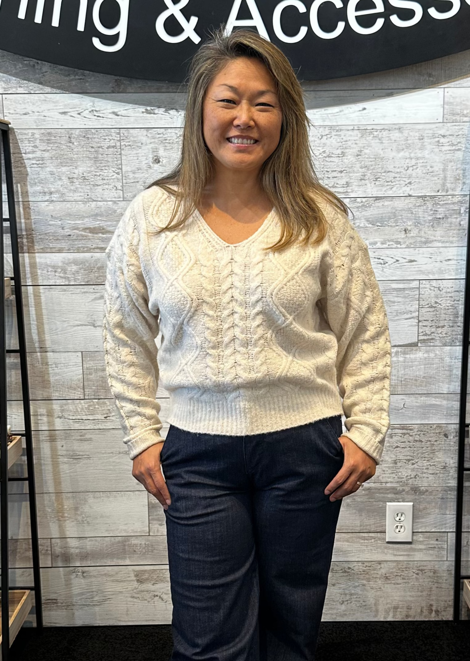 Lexi Long Sleeve Cable Knit Sweater Oatmeal