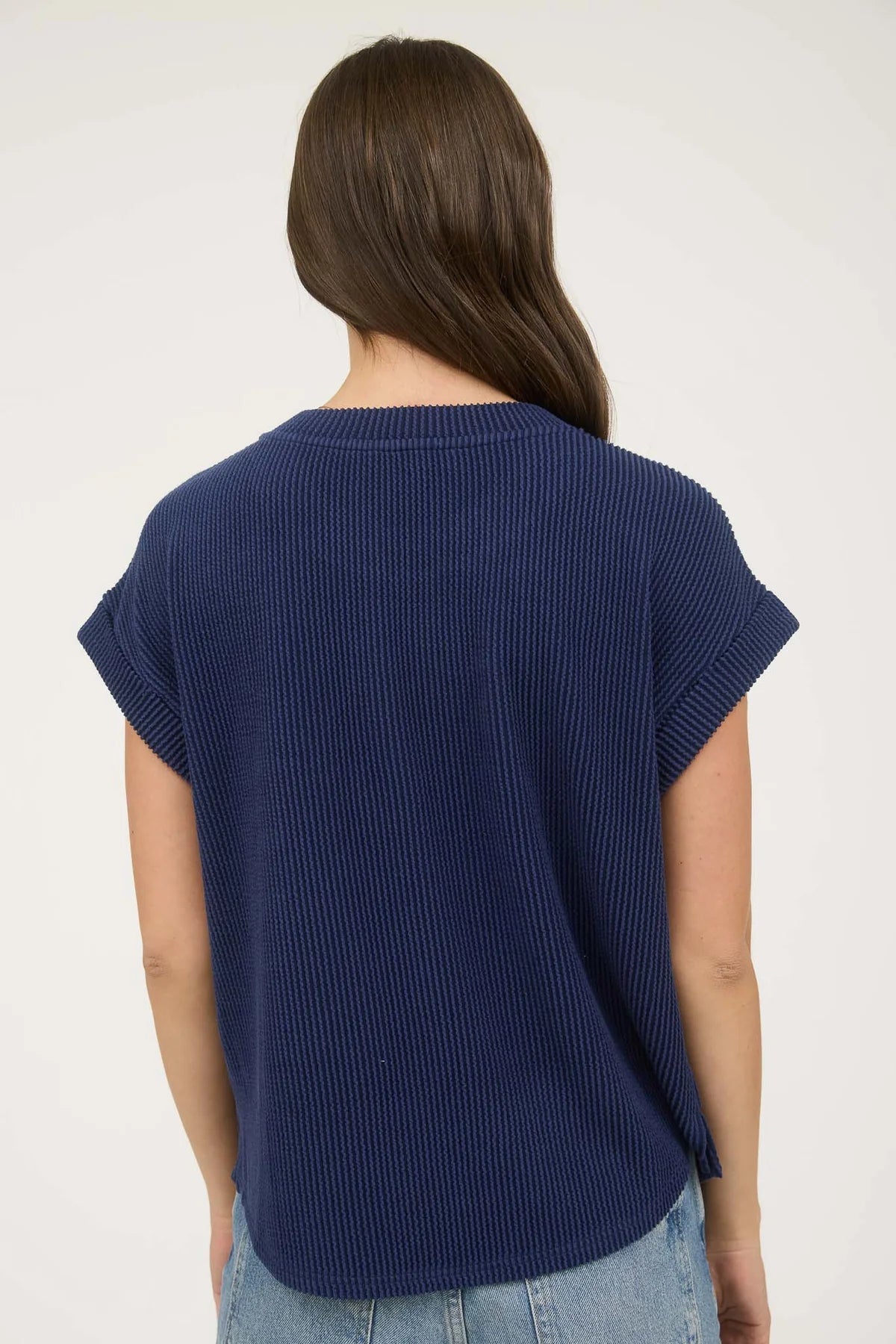 Texas Short Sleeve Knit Top Navy