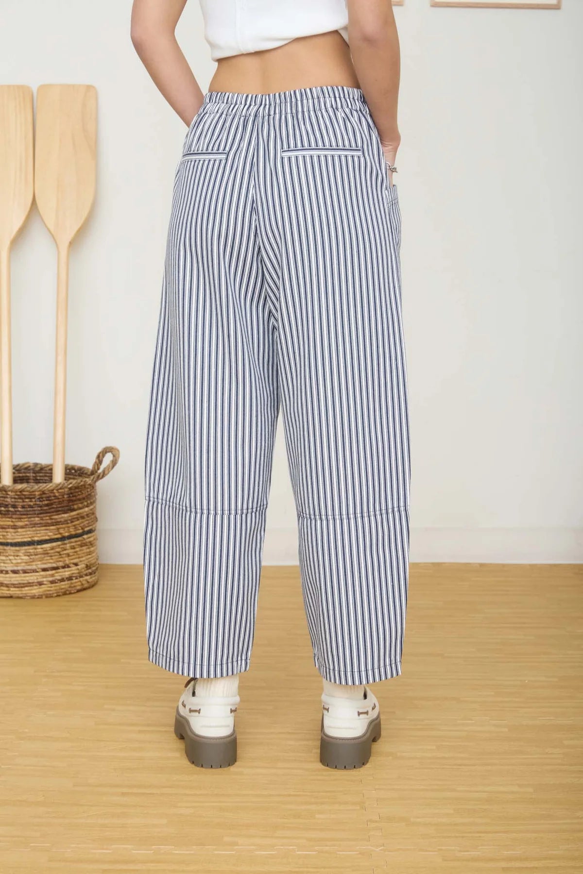 Stripe Pocket Detail Wide Leg Pant