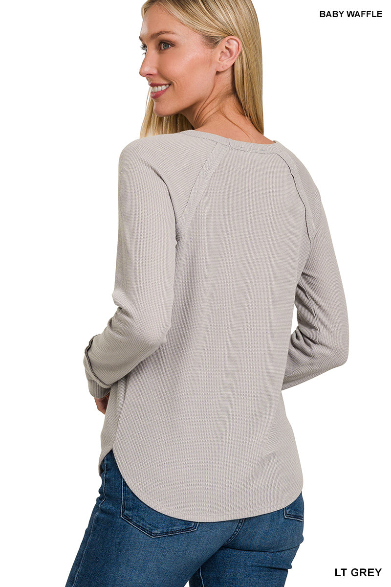 Long Sleeve Baby Waffle Top Fuchsia