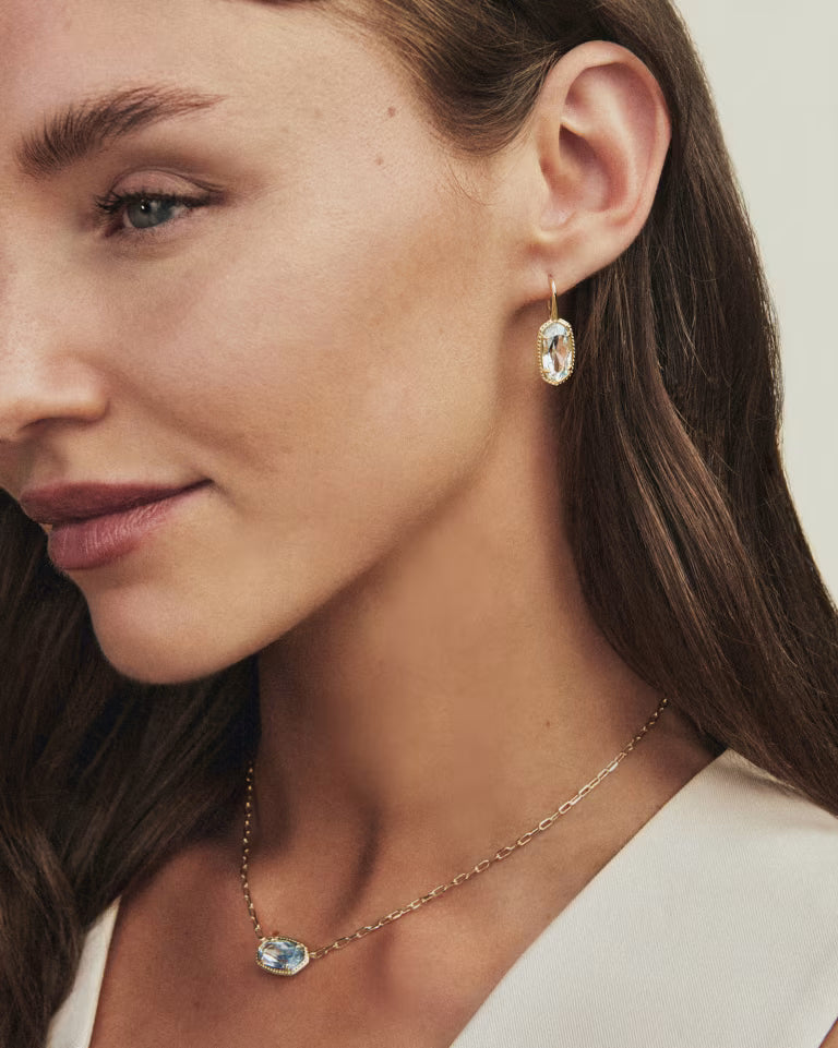 Lee Luxe Gold Drop Earrings Light Blue CZ