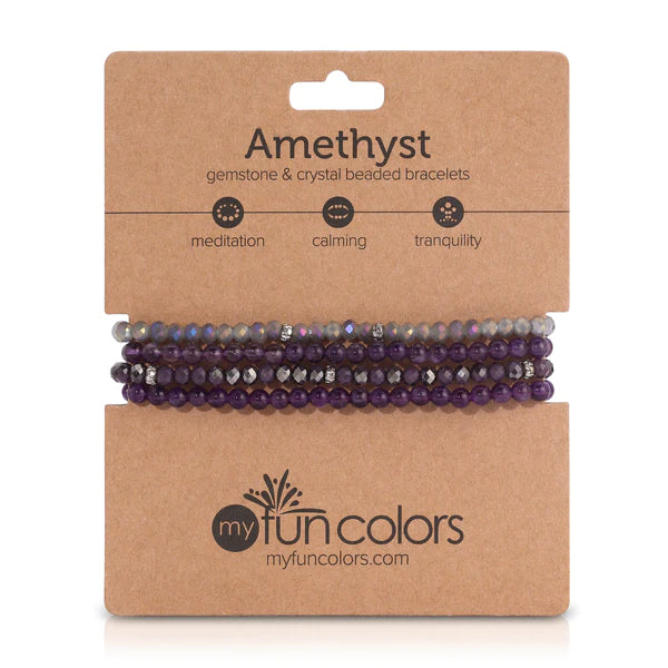 Amethyst Mini Gemstone & Crystal Bracelet Set