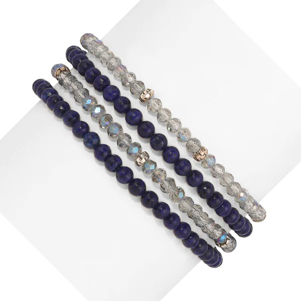Lapis Lazuli Mini Gemstone & Crystal Bracelet Set