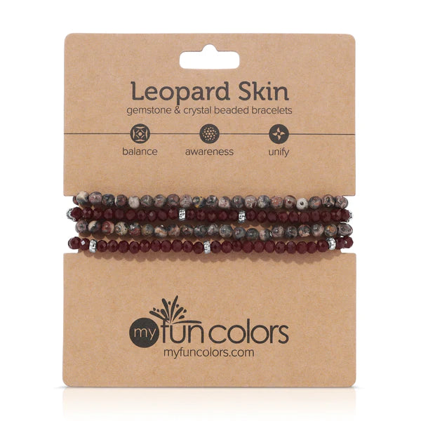 Leopard Skin Mini Gemstone & Crystal Bracelet Set