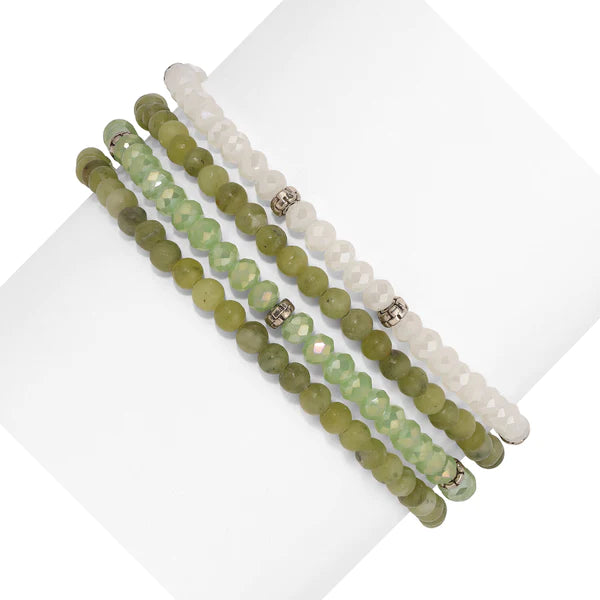 Jade Mini Gemstone & Crystal Bracelet Set