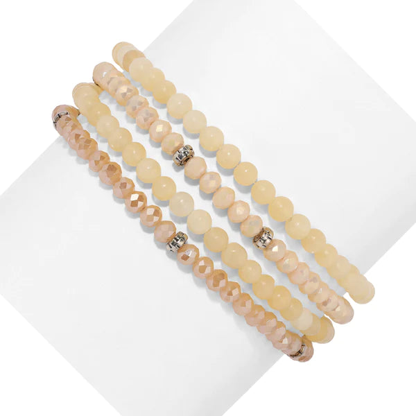 Honey Onyx Mini Gemstone & Crystal Bracelet Set