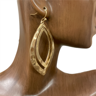Hammered Double Oval Gold Earrings