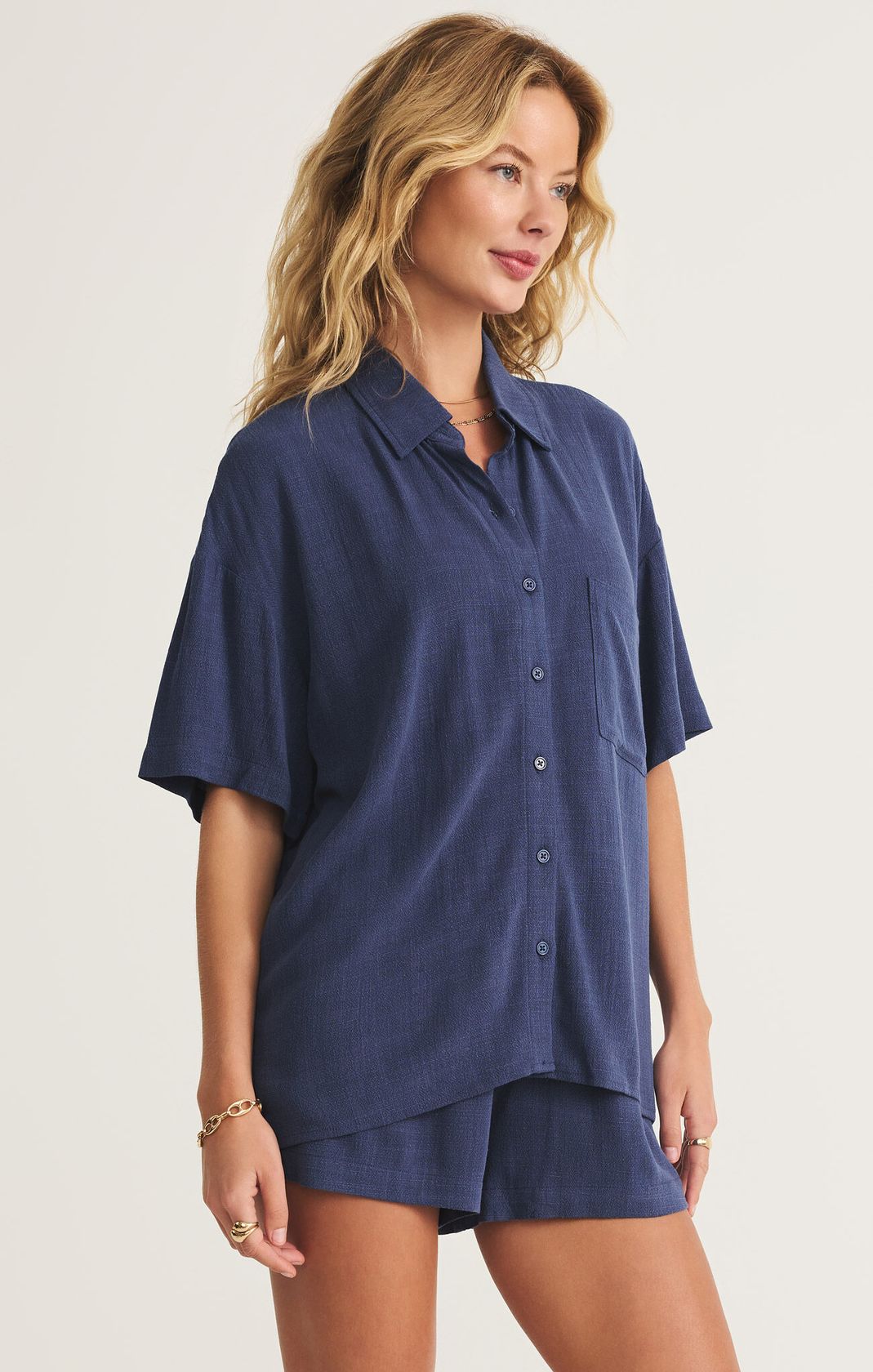 Final Sale Tinsley Button Up Shirt Yacht Blue