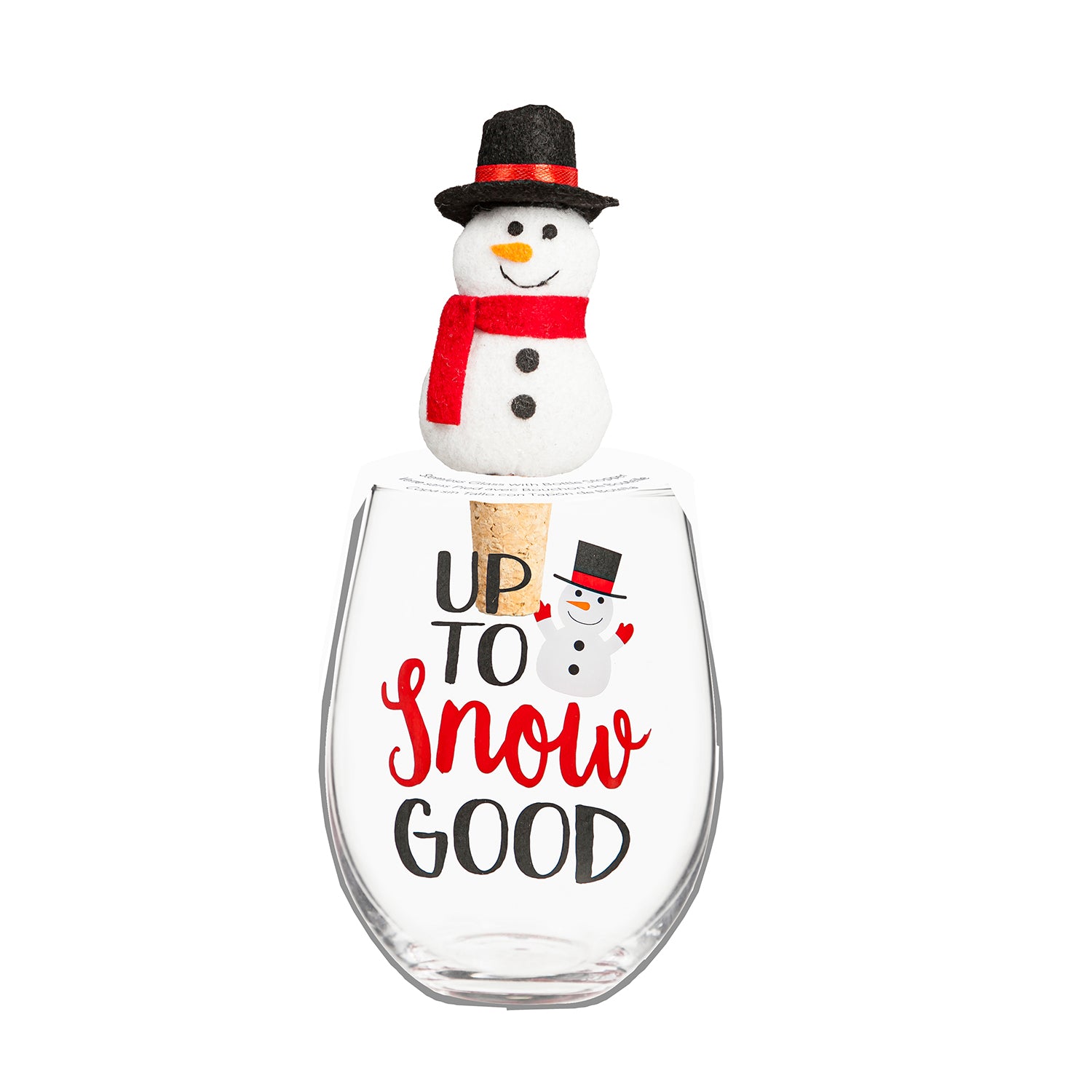 Sale Stemless Wine Glass with Snowman Wine Stopper