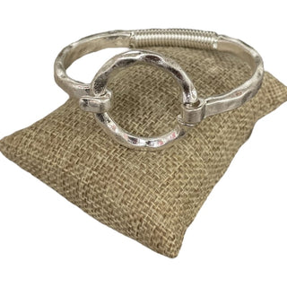 Hammered Circle Bracelet Silver