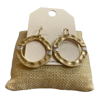 Hammered Two Toned Circle Post Earrings