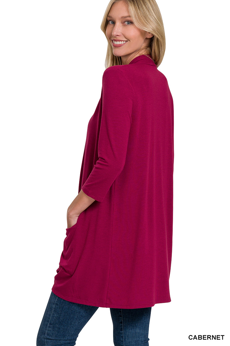 Final Sale Slouchy Pocket Open Cardigan Classic Blue