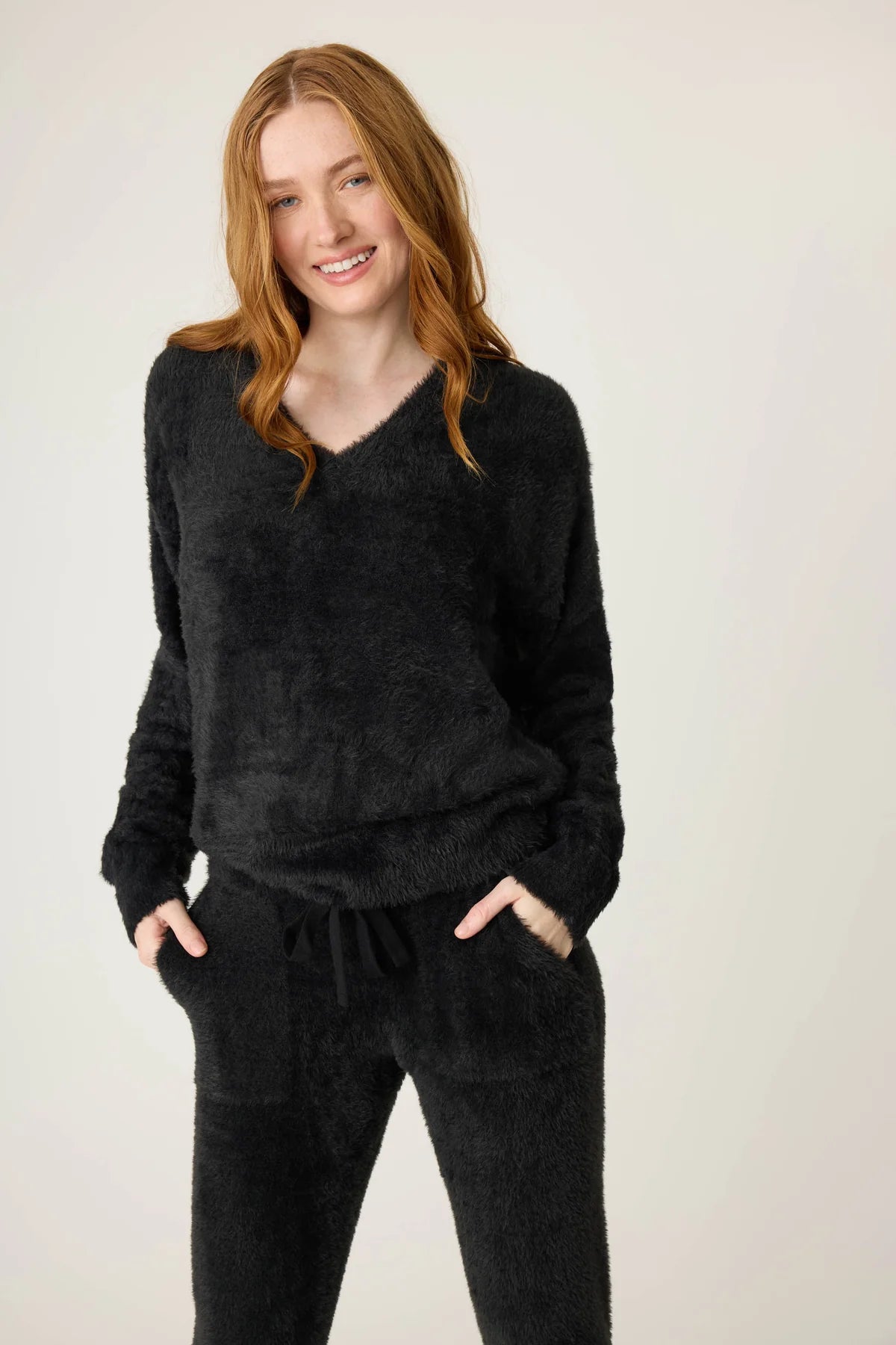 Final Sale Cozy & Chic Feather Knit Long Sleeve Top Black