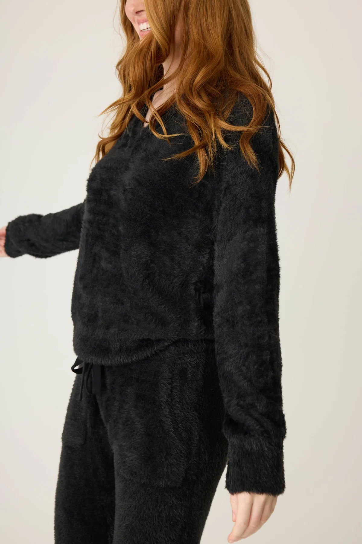 Final Sale Cozy & Chic Feather Knit Long Sleeve Top Black