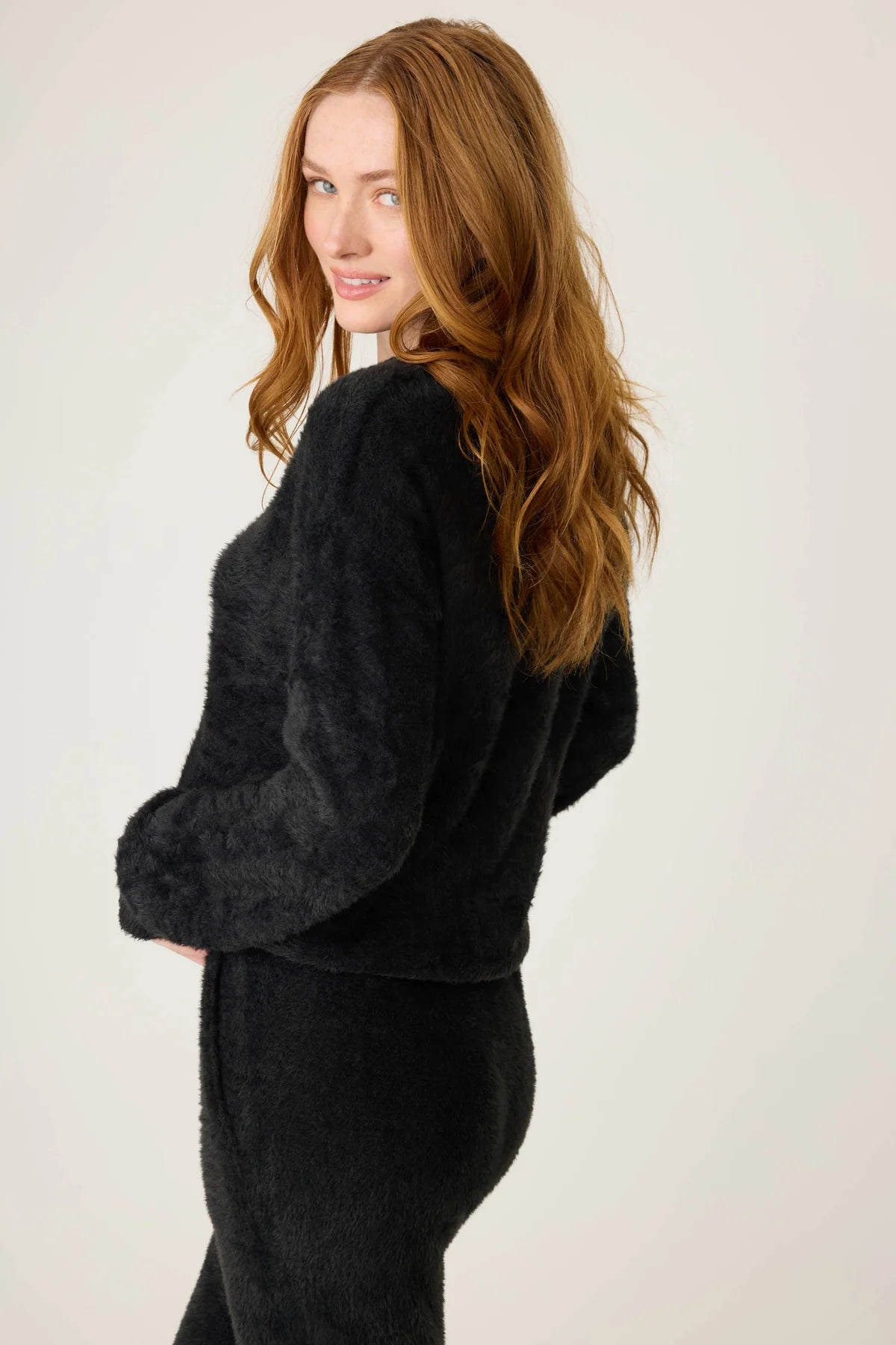 Final Sale Cozy & Chic Feather Knit Long Sleeve Top Black