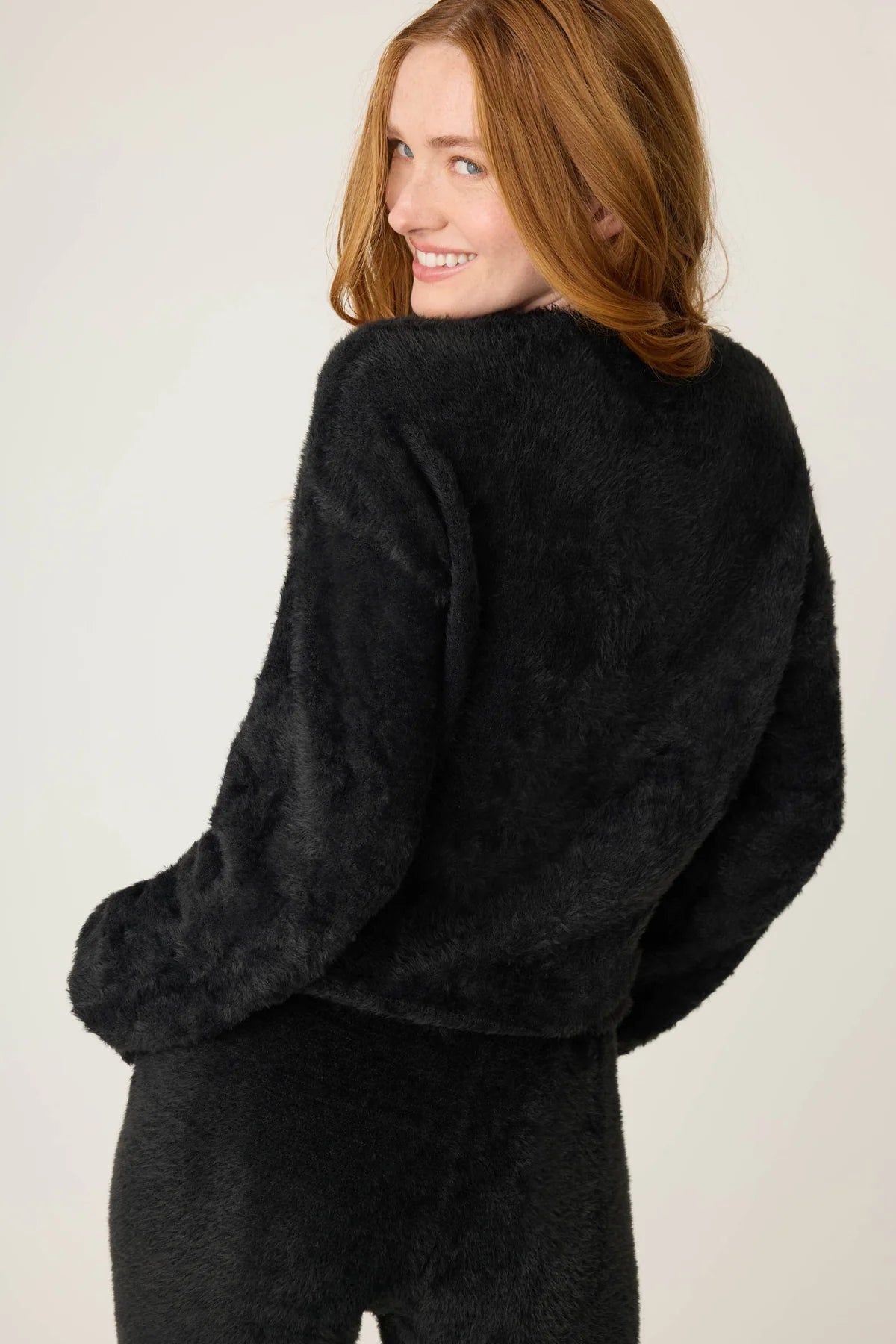 Final Sale Cozy & Chic Feather Knit Long Sleeve Top Black