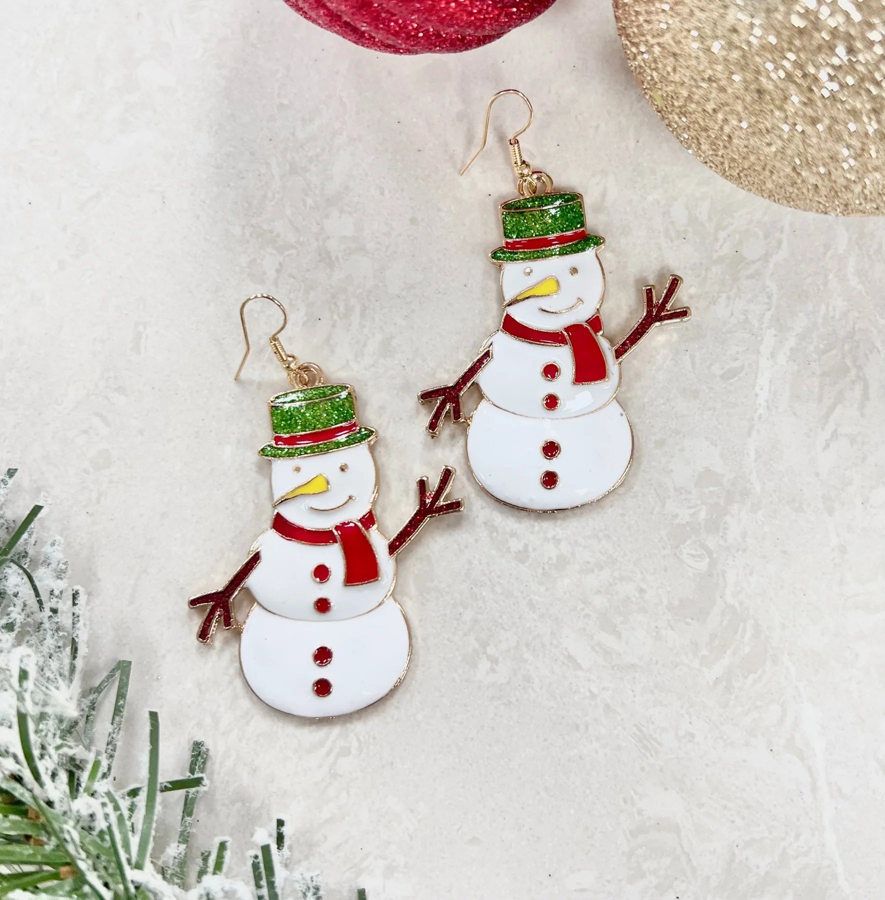 Gold Snowman Earrings