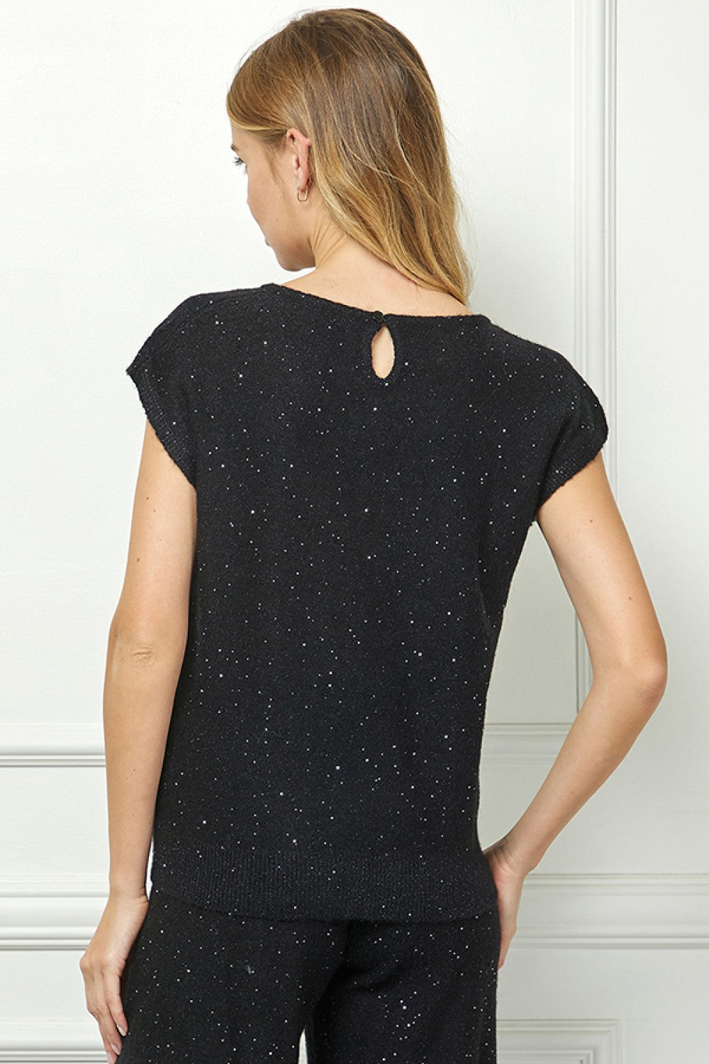 Short Sleeve Sequin Sweater Top