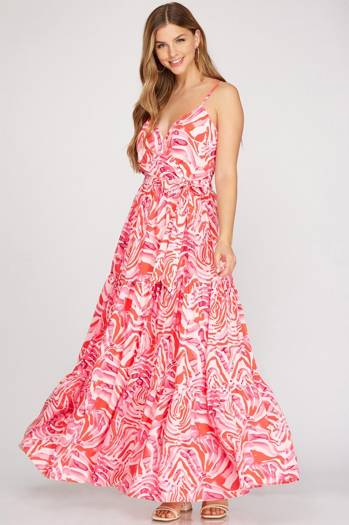 Final Sale Cami Printed Woven Tiered Maxi Dress