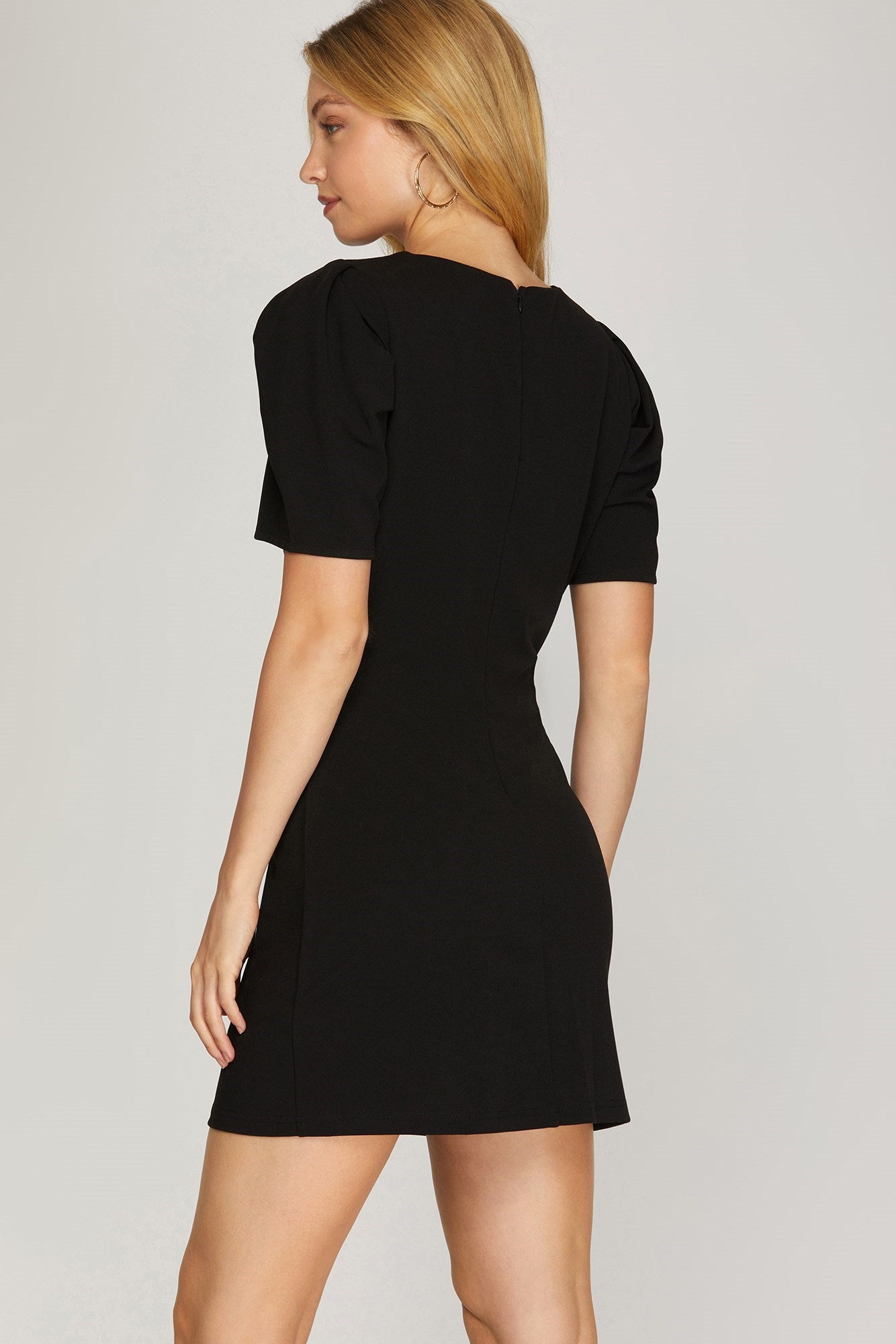 Final Sale Puff sleeve Knit Dress Black