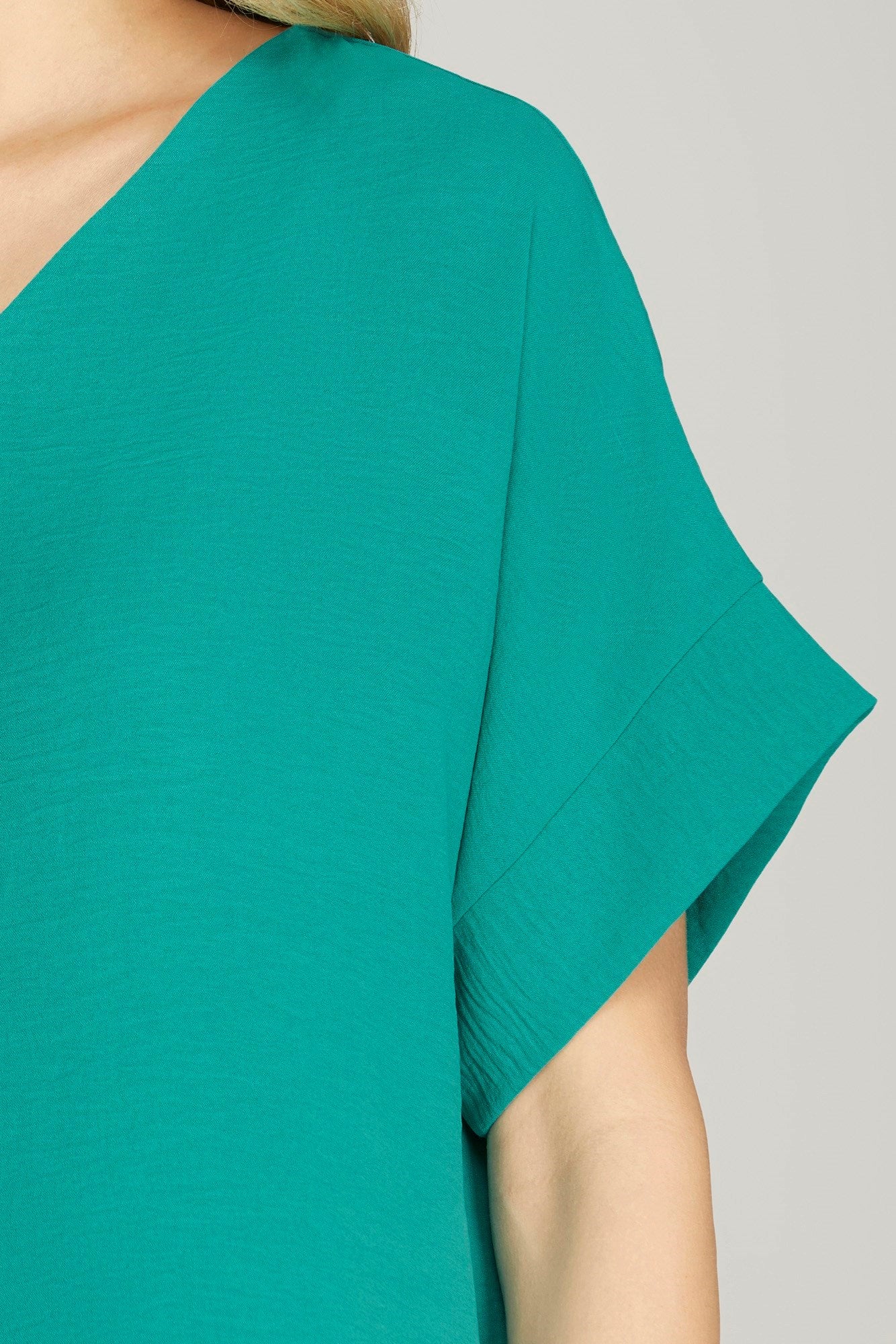 Sale Short Sleeve Drop Shoulder Woven Top Emerald