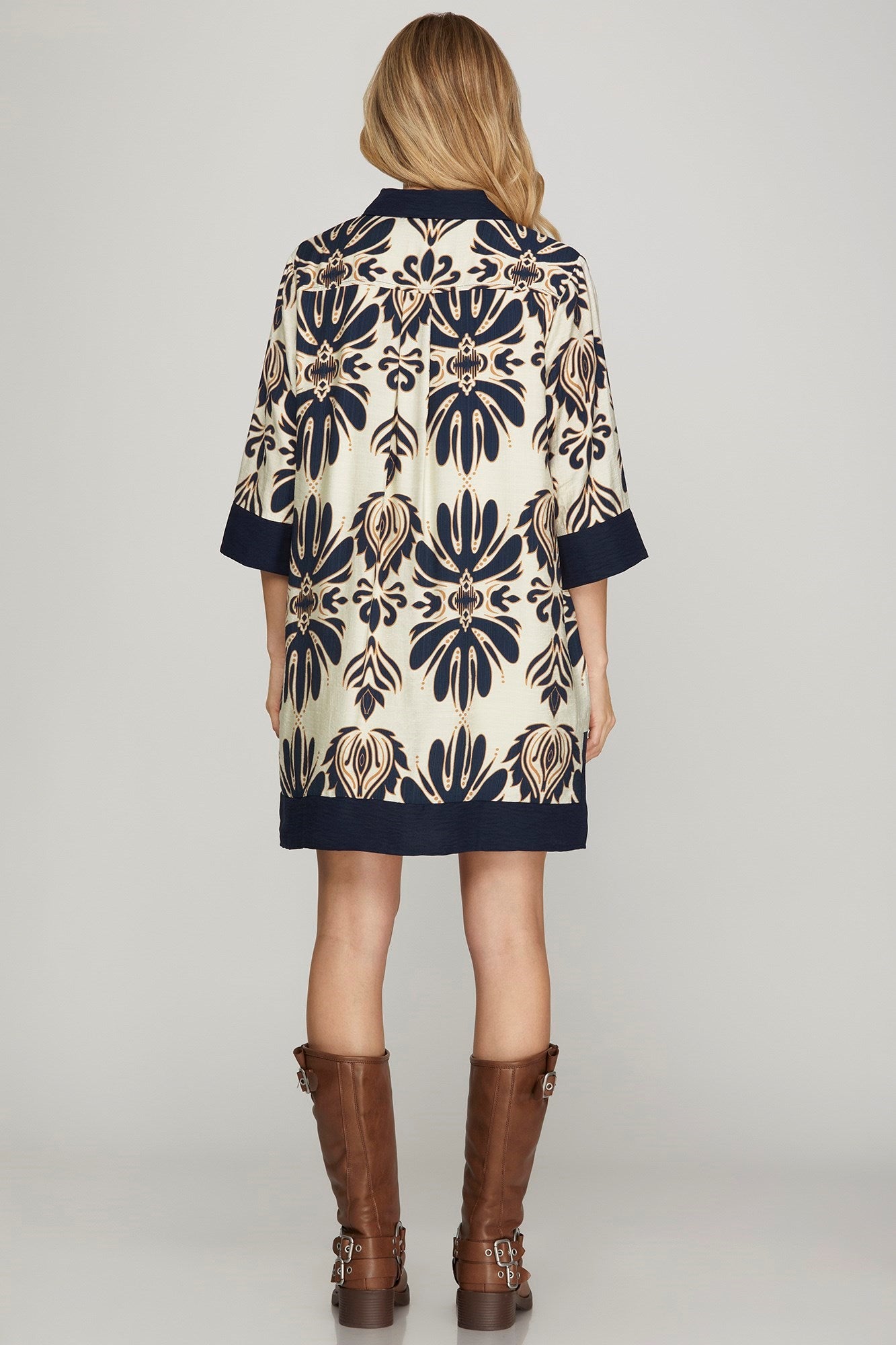 Sale Half Sleeve Printed Dress w/Pockets