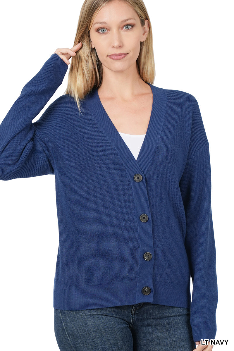 Sale Viscose Long Sleeve Sweater Cardigan - Light Navy