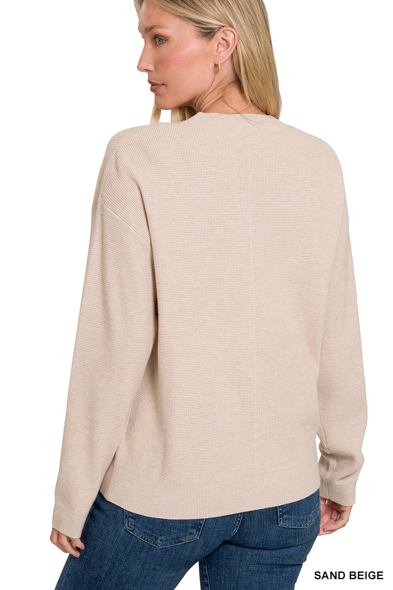 Sale Viscose Long Sleeve Sweater Cardigan - Light Navy