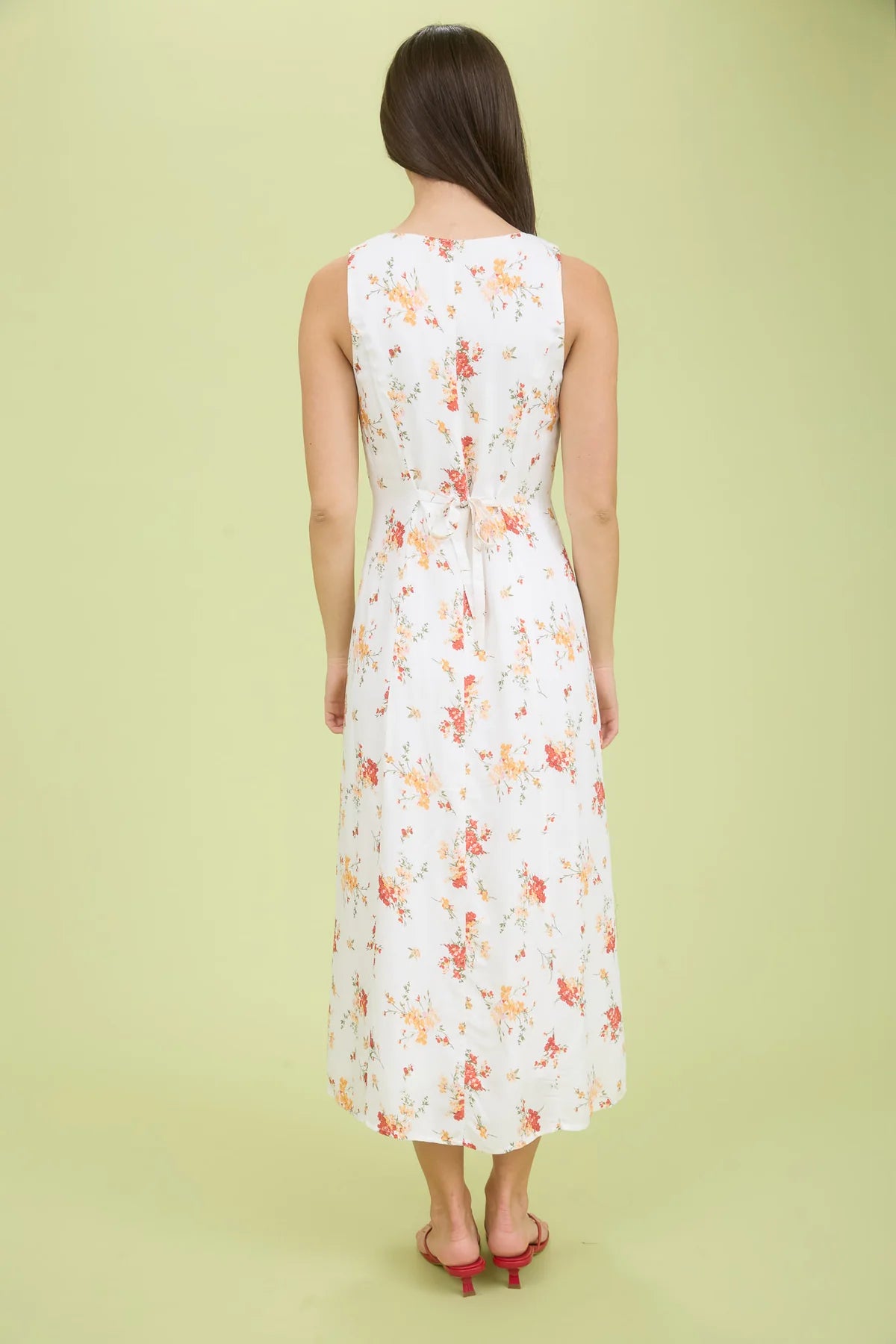 Final Sale Floral Button Down Sleeveless Midi Shirt Dress