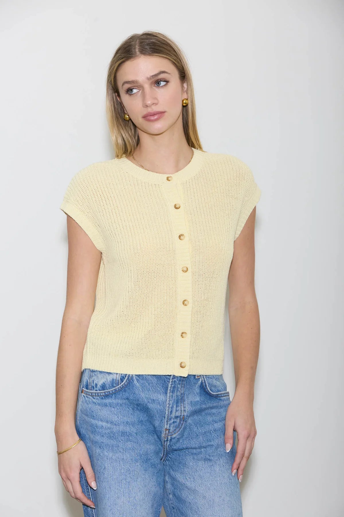 Short Sleeve Button Down Cardigan