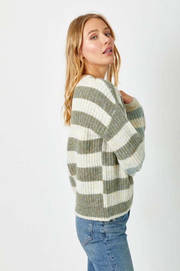 Multi Stripe Round Neck Sweater