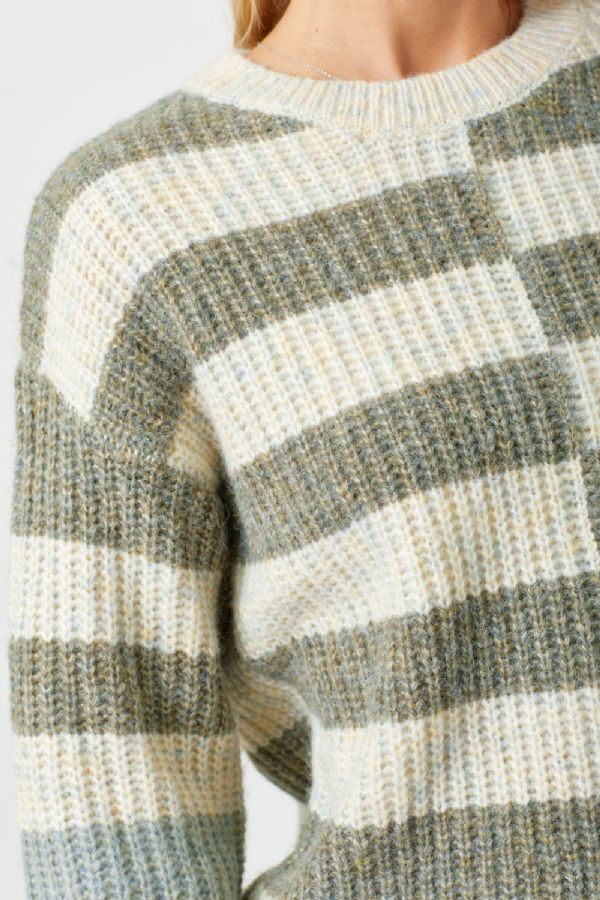 Multi Stripe Round Neck Sweater