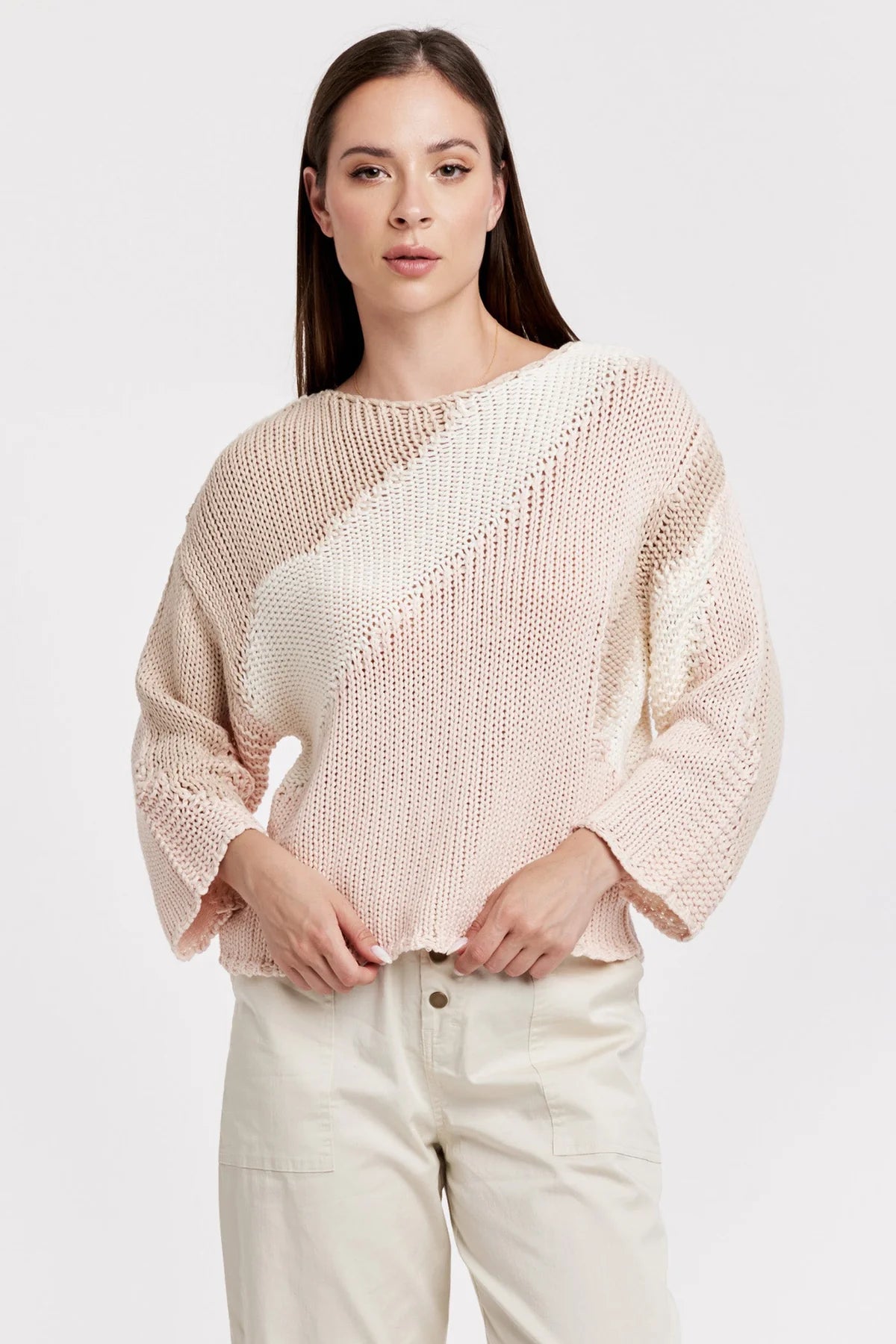 Final Sale Azaria Round Neck Color block Sweater