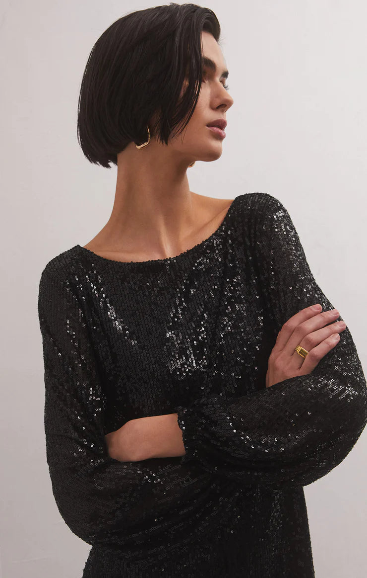 Andromeda Sequin Dress Black