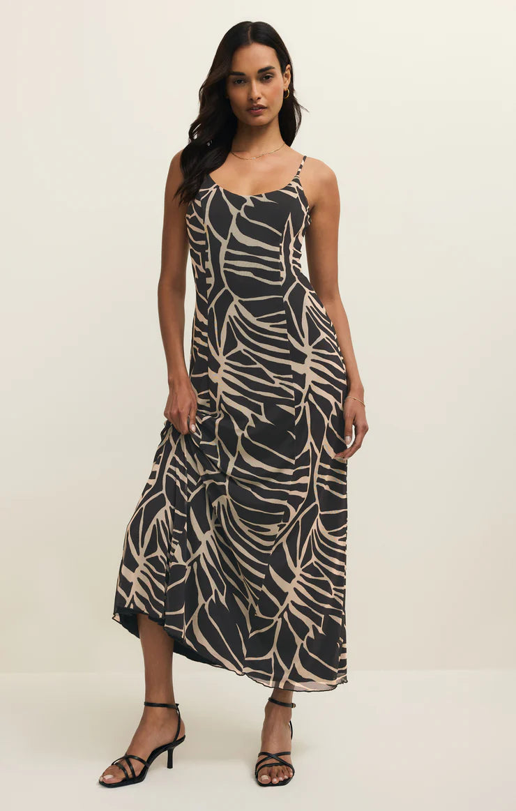 Charisma Tova Palm Midi Dress Black