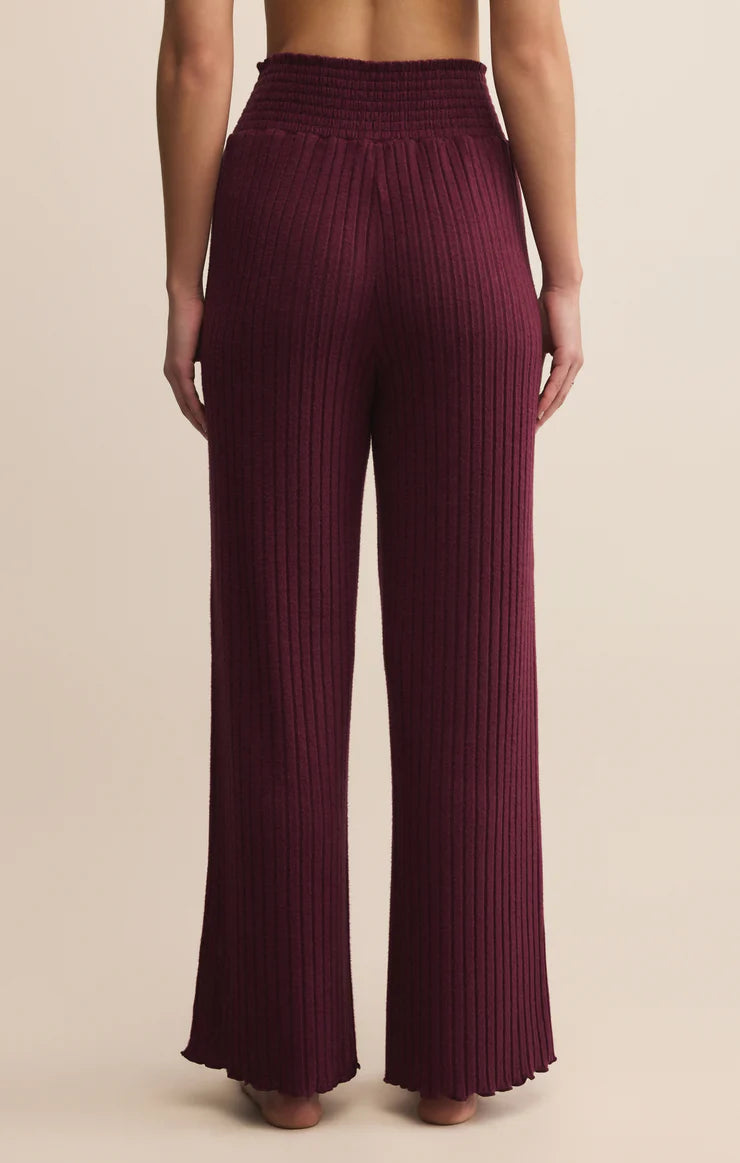 Dawn Smocked Rib Pant Merlot