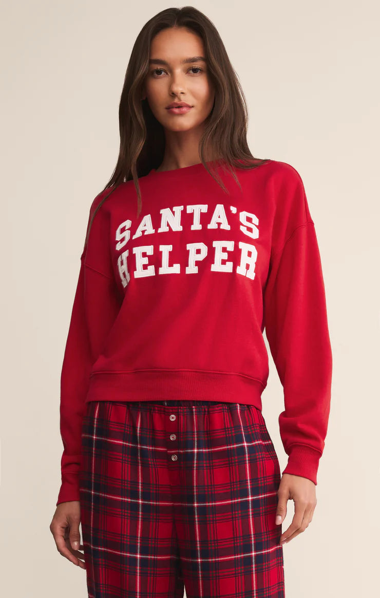 Santa's Helper Holiday Sweatshirt Festive Red