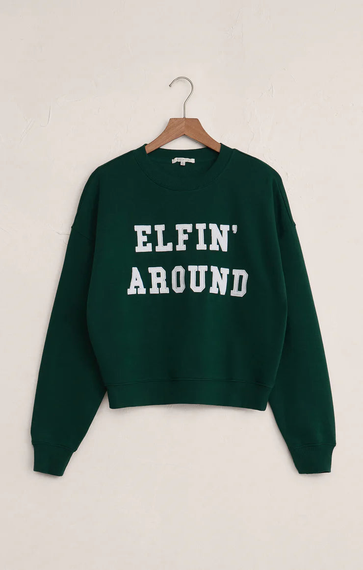 Elfin' Around Holiday Sweatshirt Mistletoe