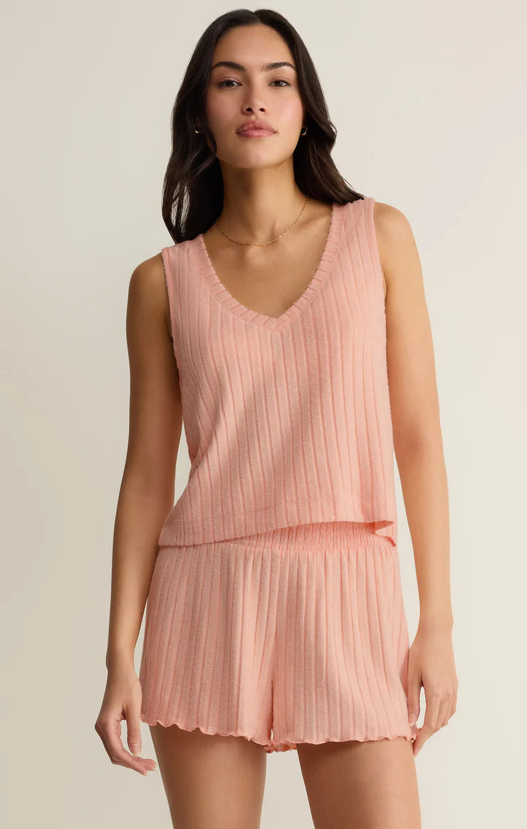 Sloane V-Neck Rib Tank Bellini