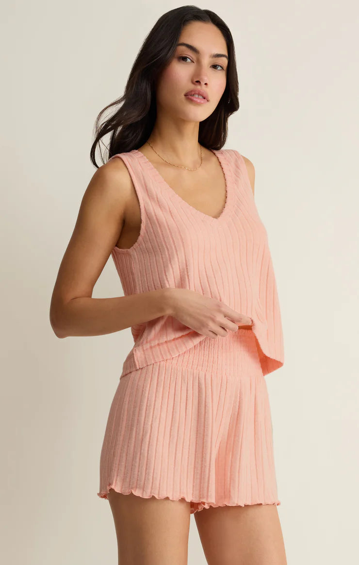 Sloane V-Neck Rib Tank Bellini