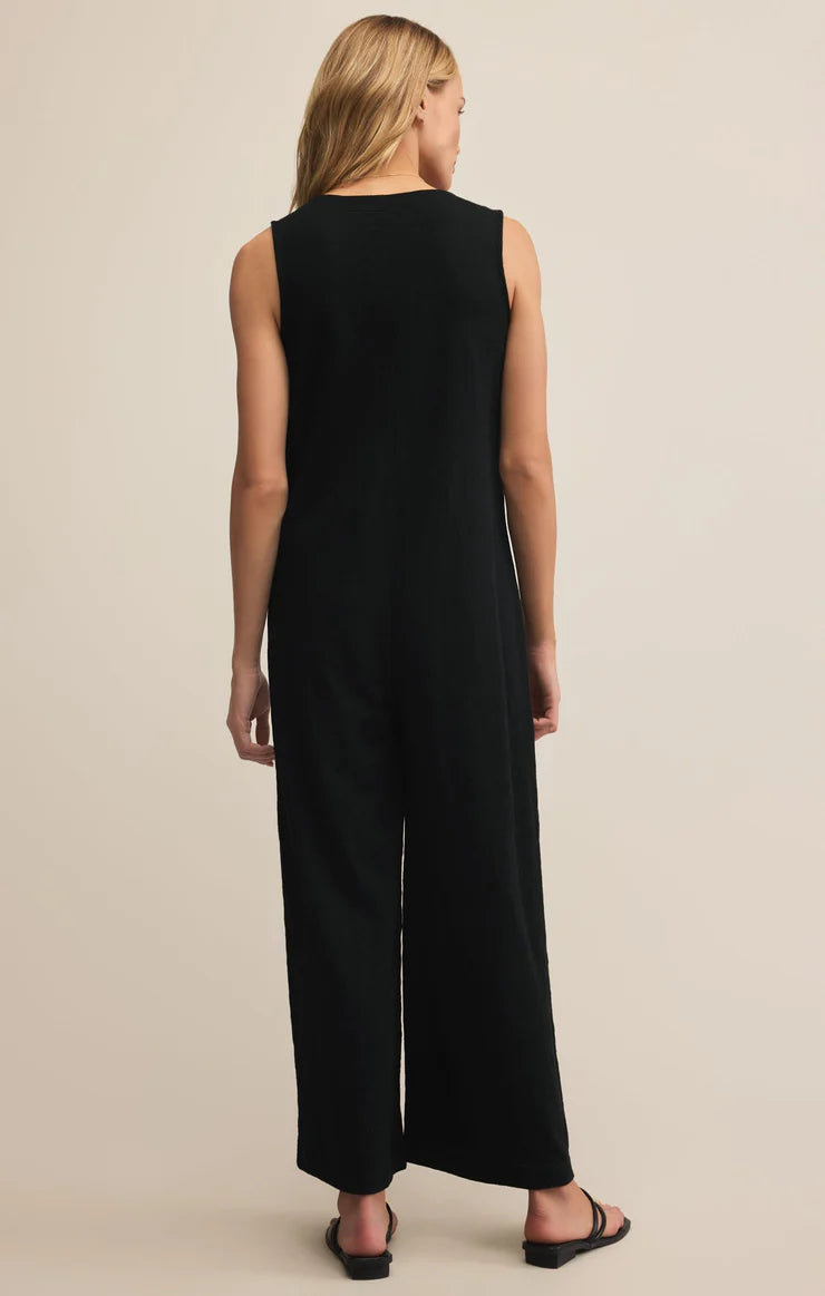 Sale Solace Textured Slub Jumpsuit Black