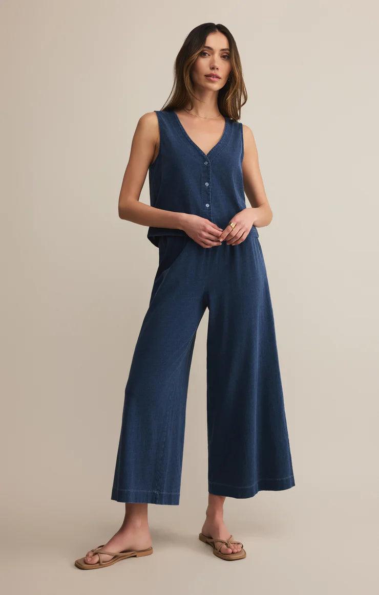 Final Sale Solace V-Neck Jersey Denim Tank Indigo