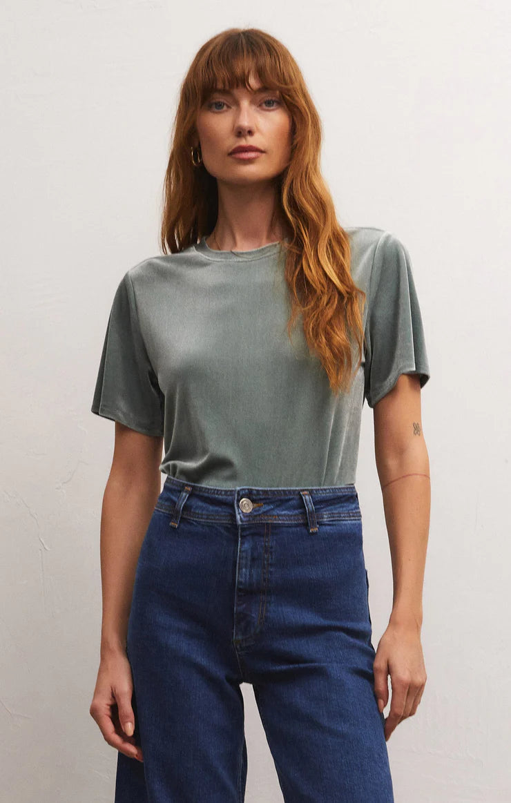 Velvet short sleeve clearance top