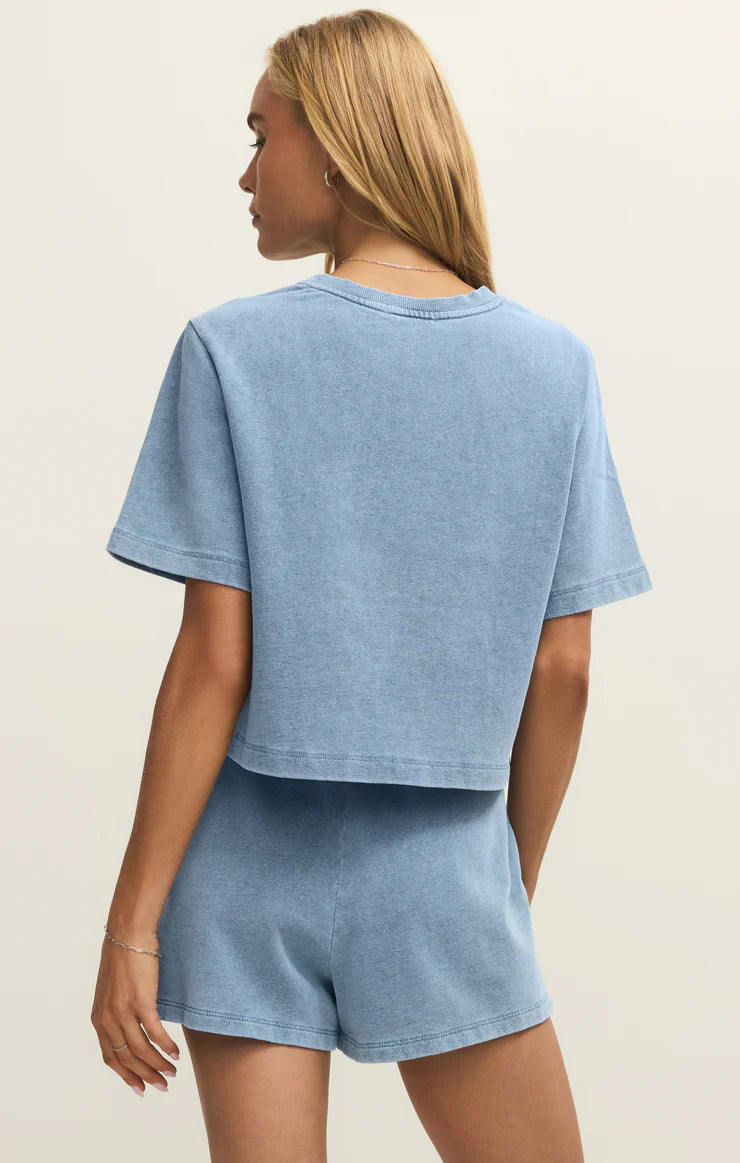 Curran Knit Denim Sweatshirt Ocean Air Indigo