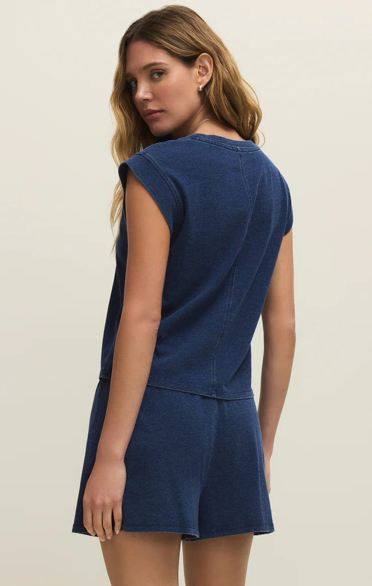 Camino Jersey Denim Top Indigo