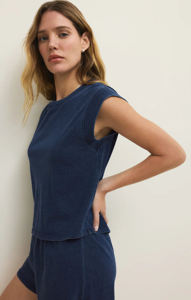 Camino Jersey Denim Top Indigo