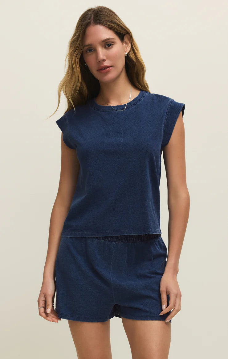 Camino Jersey Denim Top Indigo