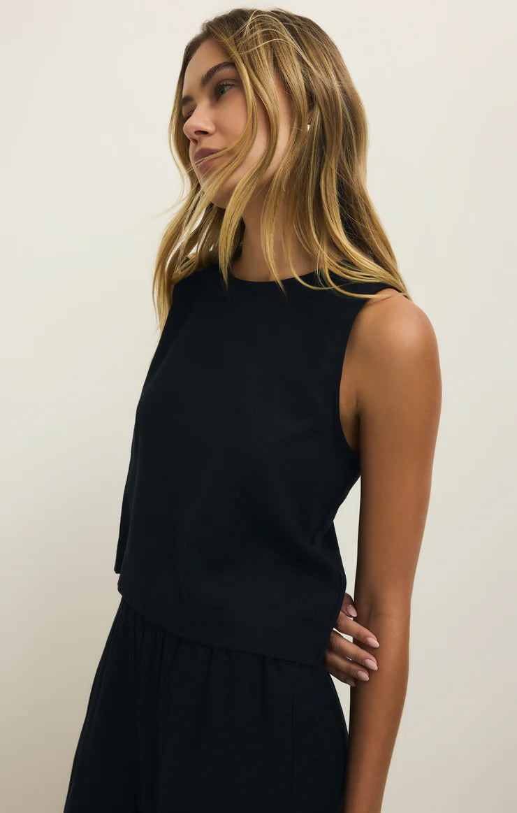 Sloane Linen Top Black