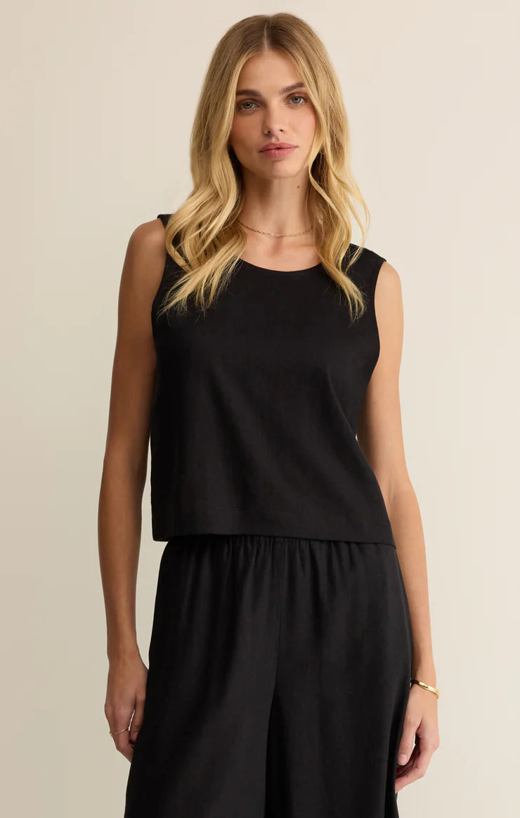 Sloane Linen Top Black
