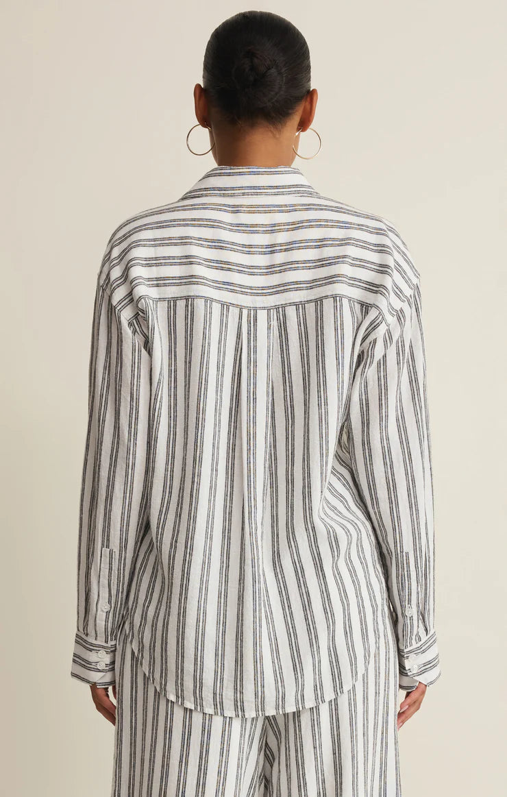 The Perfect Striped Button Up White